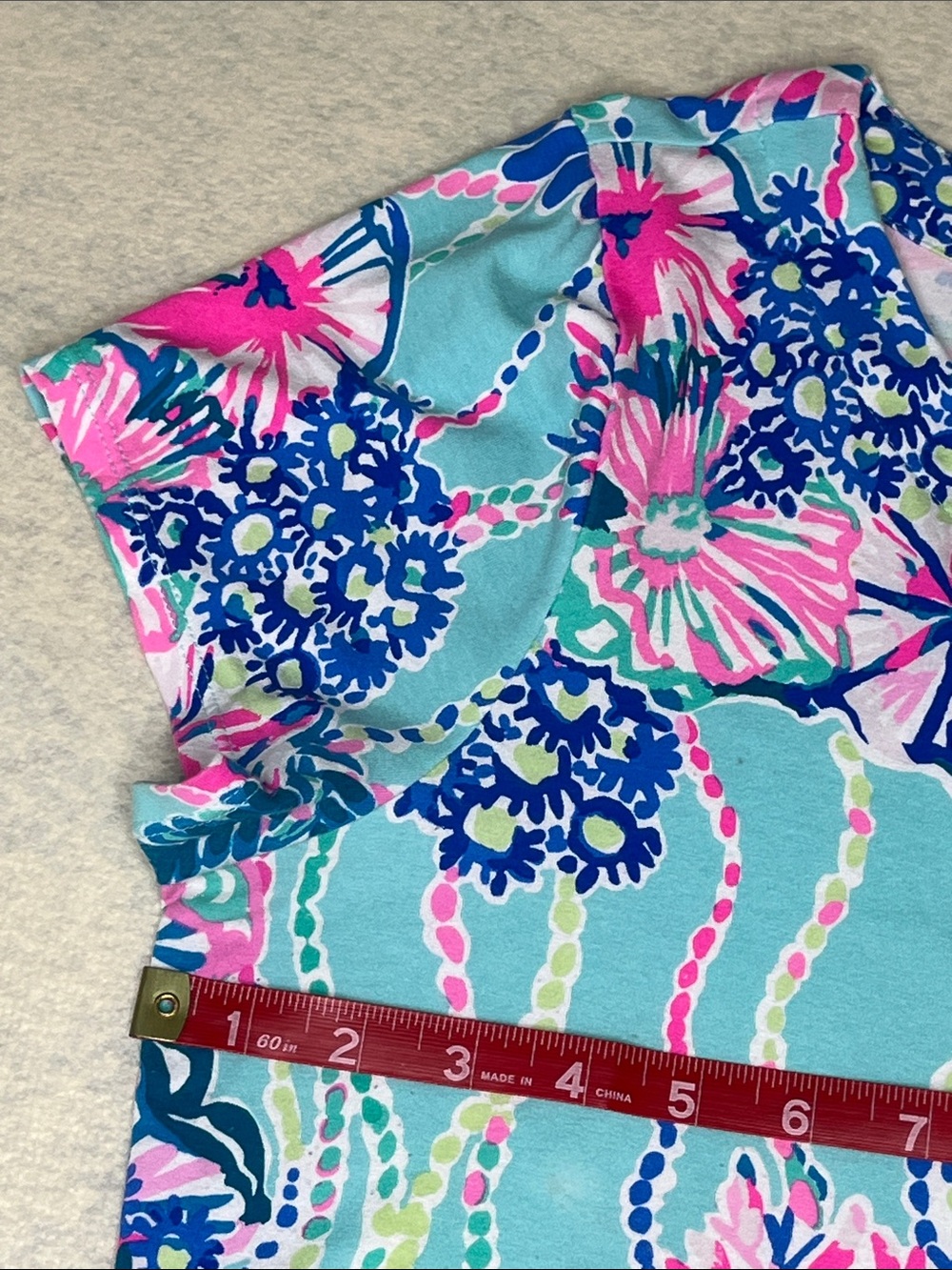 Lily Pulitzer-“Sophiletta”Dress in bright turquoise, pink & blue coral print-XL - Picture 4 of 8